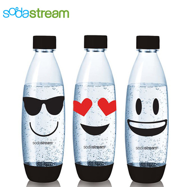 【出清】Sodastream 水滴寶特瓶 氣泡水機耗材 1L 3入 Emoji /嬉皮士 隨機出貨