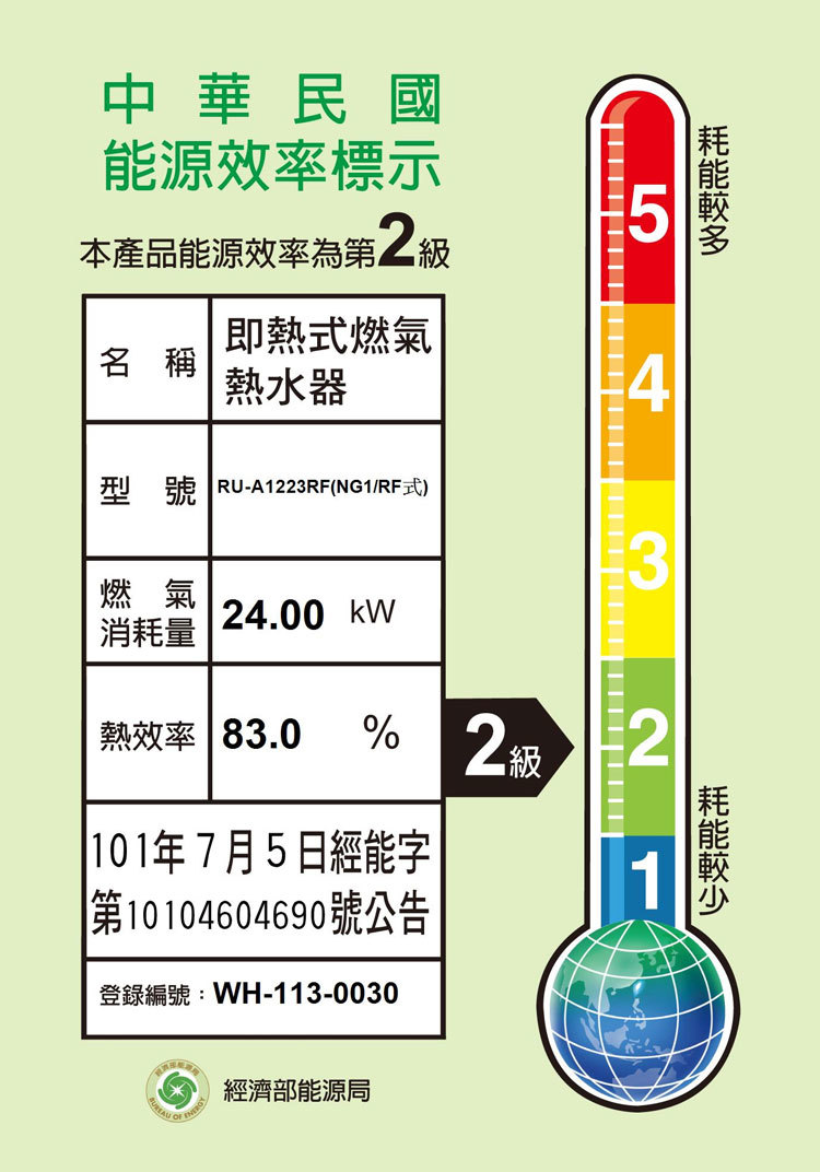 林內 RU-A1223RF 屋外型12L自然排氣熱水器 加強抗風系列 安裝與拆除舊機另計