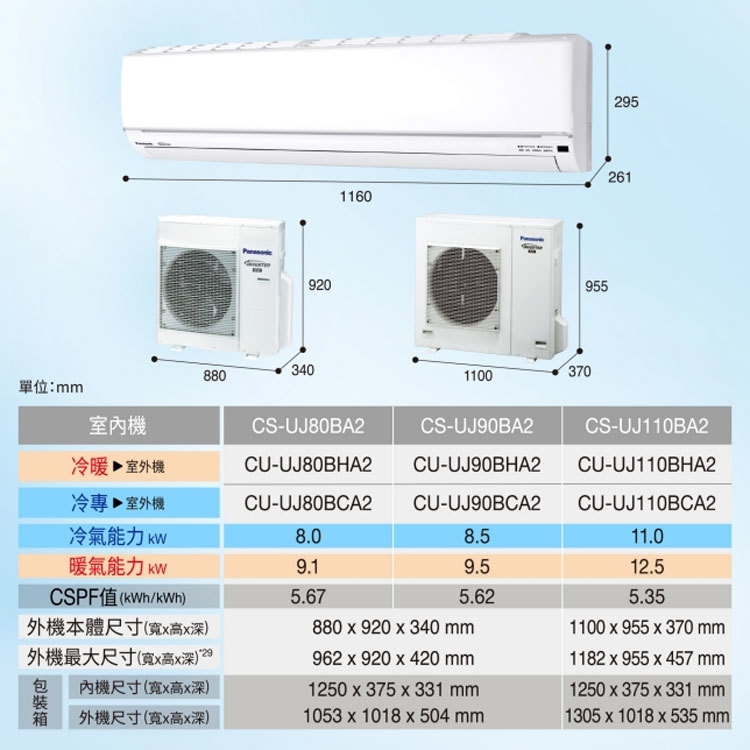 國際 CU-UJ80BCA2 12坪適用 UJ精緻型 變頻 單冷 冷氣 CS-UJ80BA2