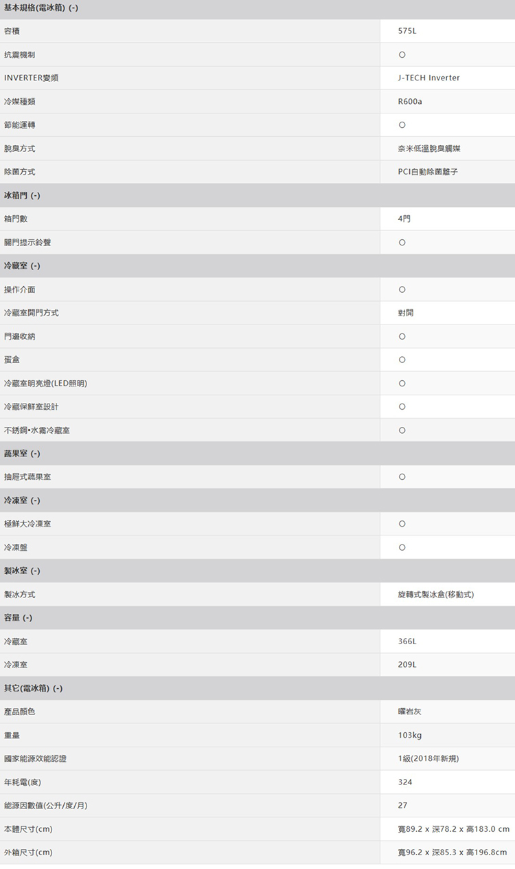 夏普 SJ-DF58F-SL 冰箱  575L 四門對開 大比例冷凍室 PCI自動除菌離子