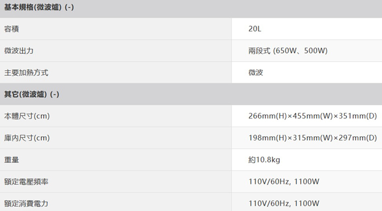 夏普 R-TT20SS(B) 轉盤式定頻微波爐 20L