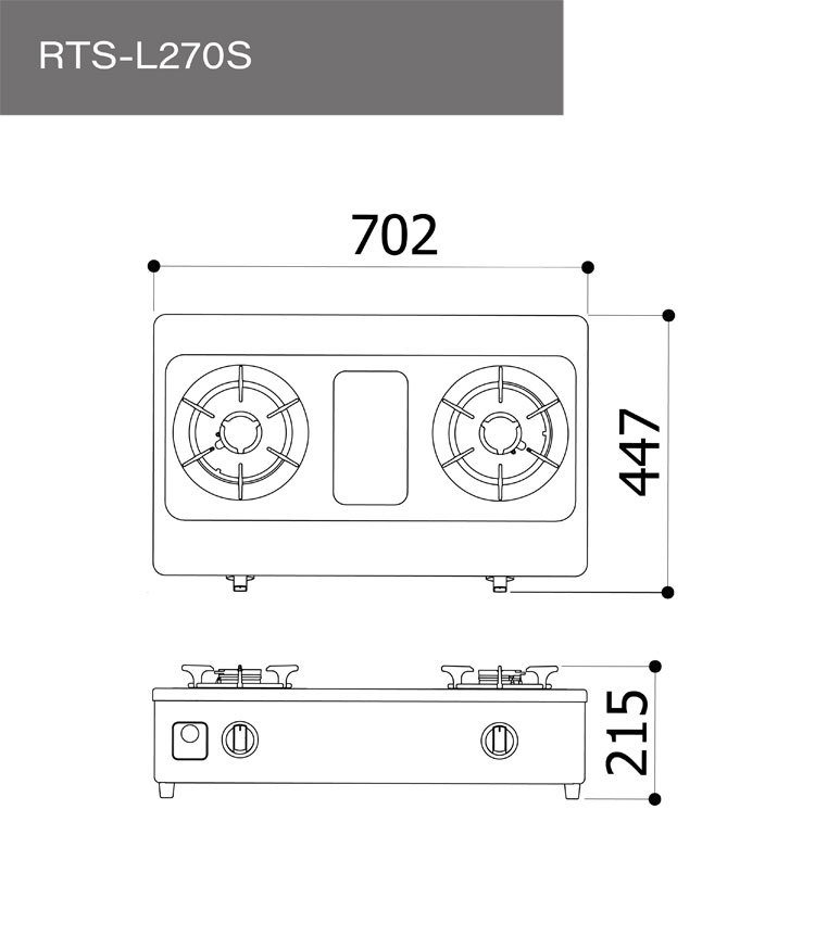 林內 RTS-L270S 台爐式彩焱不鏽鋼雙口爐 彩焱系列 安裝與拆除舊機另計