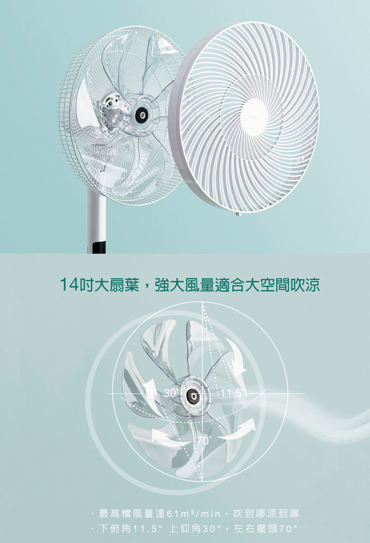 艾美特 FS35123R 14吋電扇 DC直流馬達節能 遙控 七葉片