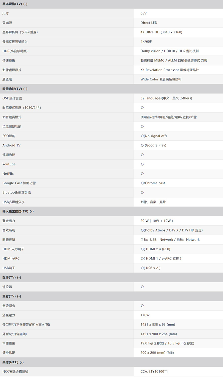 夏普 4T-C65DJ1T 65吋 4K顯示器 AndroidTV 貨到無安裝 無視訊盒