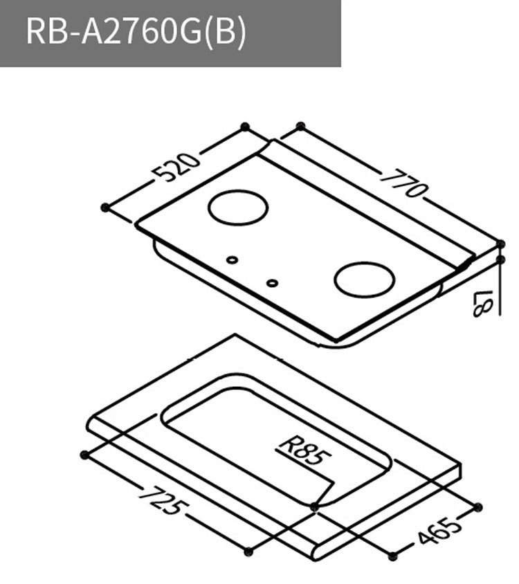 林內 RB-A2760G(B) 檯面式緻溫玻璃雙口爐 緻溫系列 安裝與拆除舊機另計