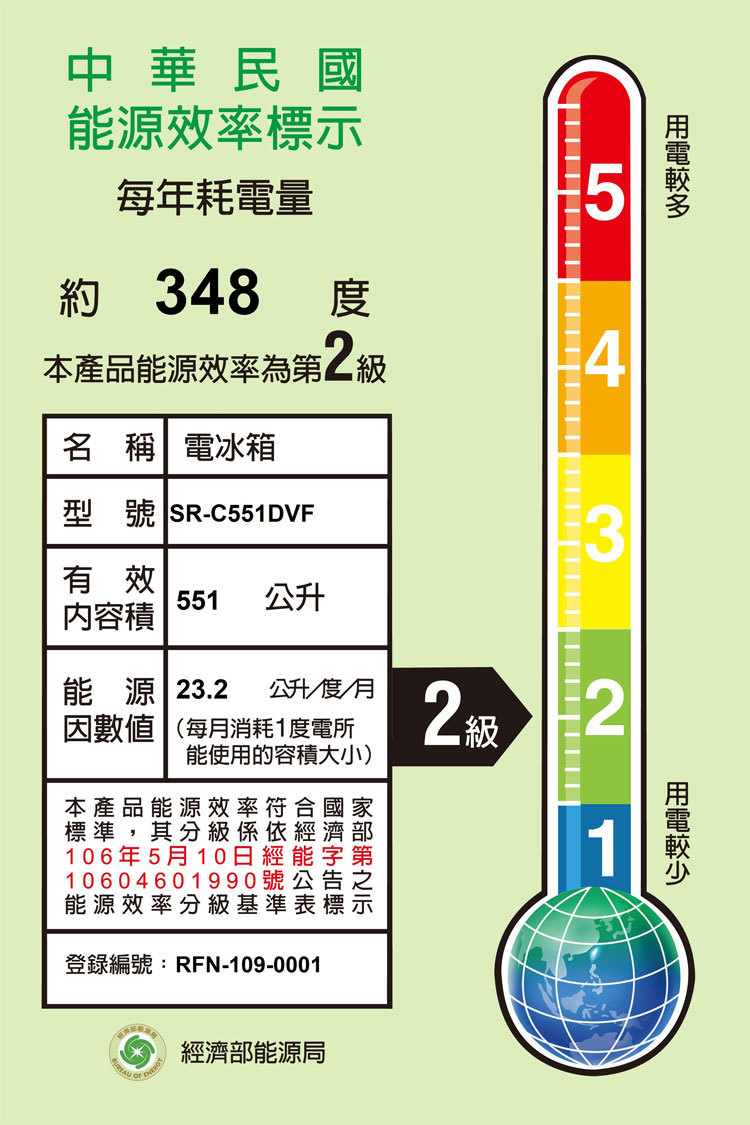 SANLUX 台灣三洋 SR-C551DVF 551公升四門變頻冰箱