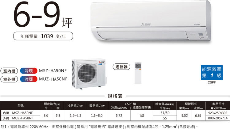 三菱電機 MUZ-HA50NF 7坪適用 靜音大師HA系列 冷暖 空調 MSZ-HA50NF