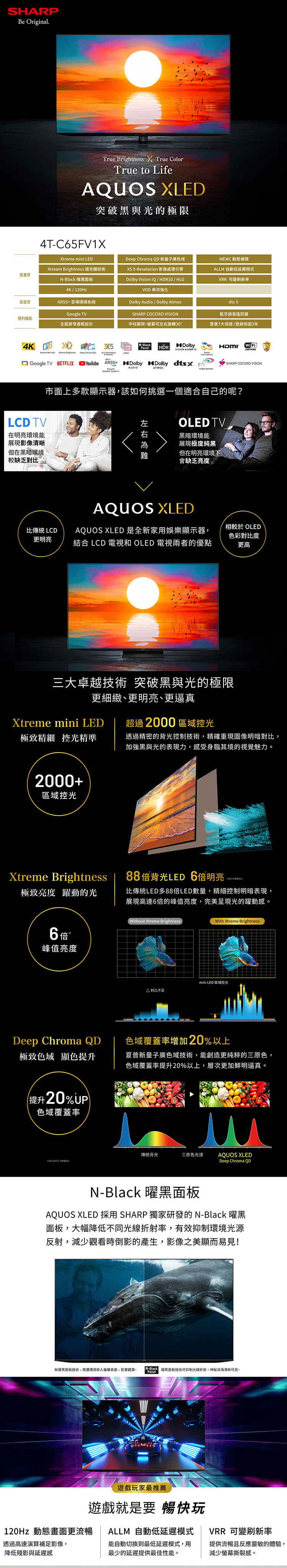 夏普 4T-C65FV1X 65吋 4K智慧聯網顯示器 AndroidTV 貨到無安裝